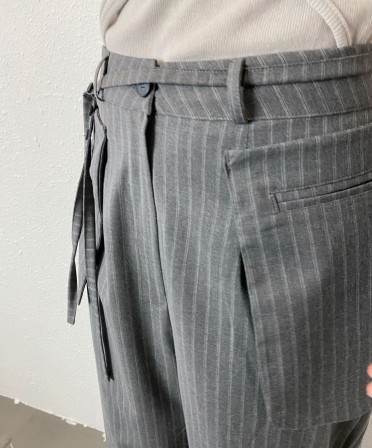 Grey Stripe Slack with Patched Pocket #250304
